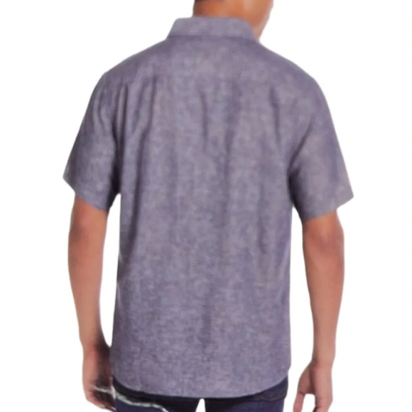 WEATHERPROOF NWT Mens Linen Grey Mix Short Sleeve Button Down Shirt Preppy S - Picture 2 of 14